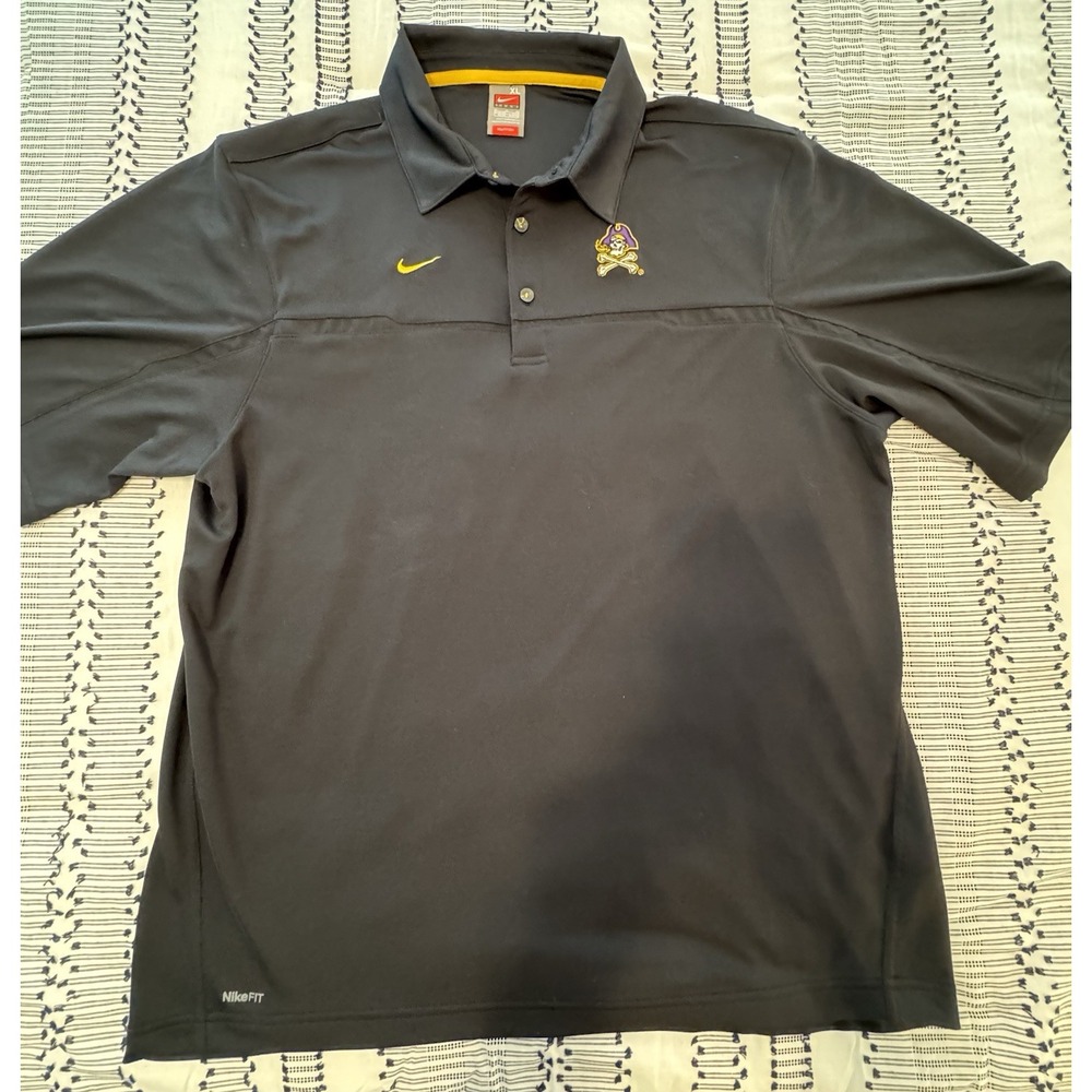 Men's Black Nike DRI Fit Performance Polo ECU East Carolina Pirates XL
